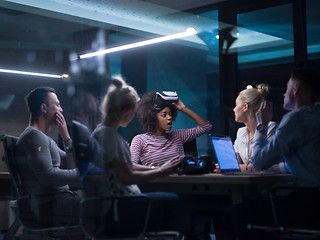 Image showing Multiethnic Business team using virtual reality headset