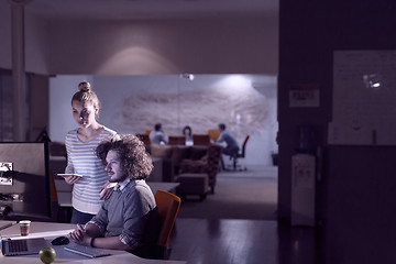 Image showing young designers in the night office