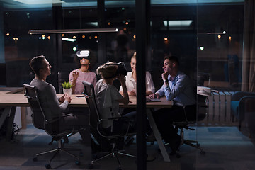 Image showing Multiethnic Business team using virtual reality headset