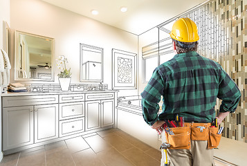 Image showing Contractor Facing Custom Master Bathroom Drawing and Photo Grada