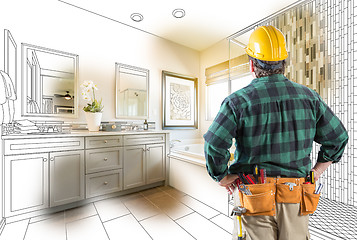 Image showing Contractor Facing Custom Master Bathroom Drawing and Photo Grada