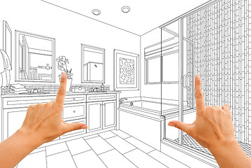 Image showing Hands Framing Custom Master Bathroom Drawing