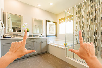 Image showing Hands Framing Custom Master Bathroom Interior