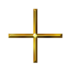 Image showing 3D Golden Addition Symbol