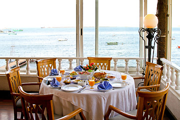 Image showing Lunch with a view