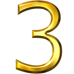 Image showing 3d golden number 3