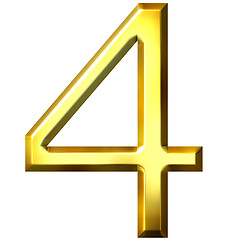 Image showing 3d golden number 4