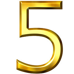 Image showing 3d golden number 5