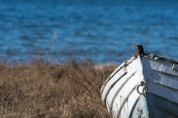 Image showing Old fishing boat front view