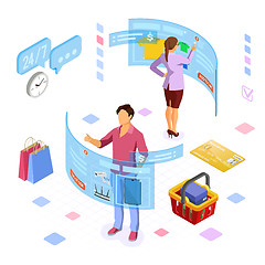 Image showing Isometric Virtual Augmented Reality Shopping