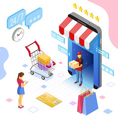 Image showing Online Internet Shopping Delivery Isometric Concept