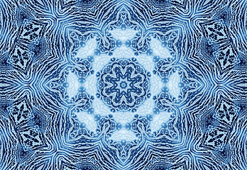 Image showing Bright blue abstract concentric pattern