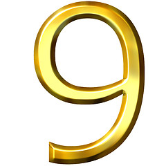 Image showing 3d golden number 9