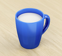 Image showing Milk in blue mug