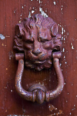 Image showing Ancient lion shaped door knocker