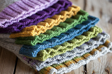 Image showing Multicolored knitted hats 