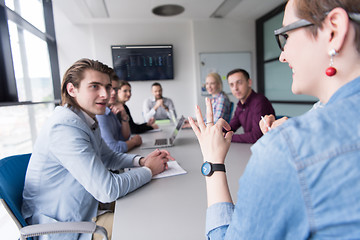 Image showing Business Team At A Meeting at modern office building