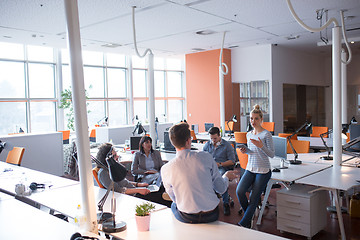 Image showing Young Business Team At A Meeting at modern office building