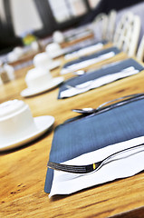 Image showing Table setting in a restaurant