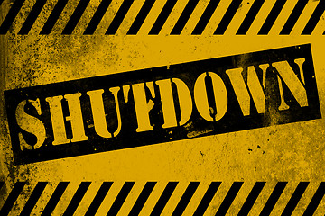 Image showing Shutdowne sign yellow with stripes