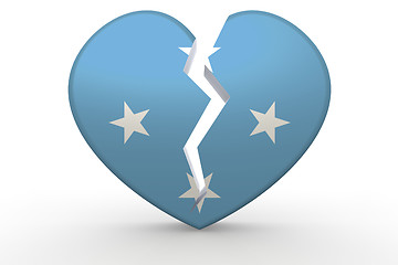 Image showing Broken white heart shape with Micronesia flag