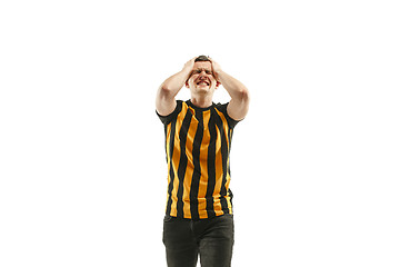 Image showing The unhappy and sad belgian fan on white background