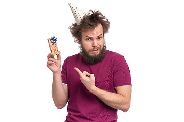 Image showing Crazy bearded man - holidays concept