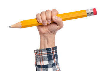 Image showing Hand with big pencil