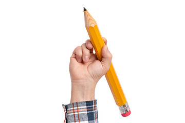 Image showing Hand with big pencil