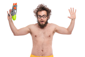 Image showing Crazy bearded man - beach concept