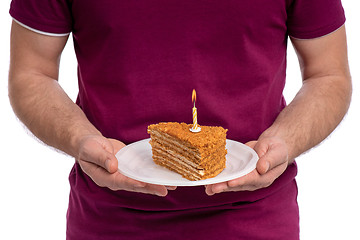 Image showing Birthday cake and candle