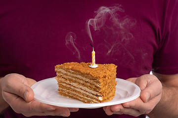 Image showing Birthday cake and candle