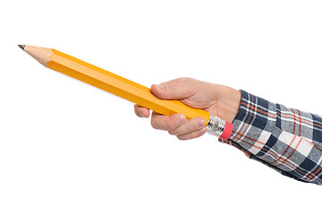 Image showing Hand with big pencil