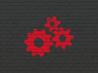 Image showing Web design concept: Gears on wall background