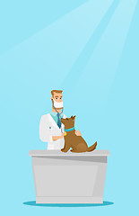 Image showing Veterinarian examining dog vector illustration.