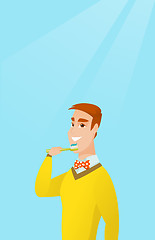 Image showing Man brushing her teeth vector illustration.