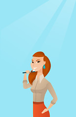 Image showing Woman brushing her teeth vector illustration.