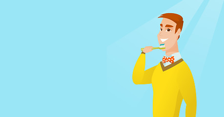 Image showing Man brushing her teeth vector illustration.