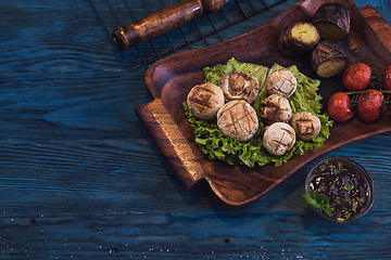 Image showing Grilled mushrooms champignons