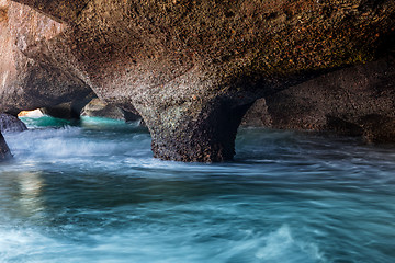 Image showing Inside sea caves exploring