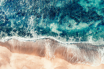 Image showing Aerial shot beach waves at Coalcliff