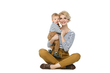 Image showing Beautiful young woman with toddler