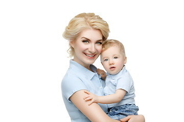 Image showing Beautiful young woman with toddler
