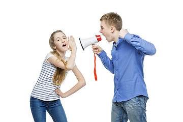 Image showing Brother screaming at sister