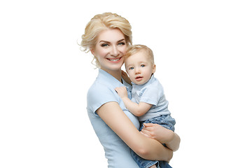 Image showing Beautiful young woman with toddler