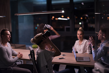 Image showing Multiethnic Business team using virtual reality headset