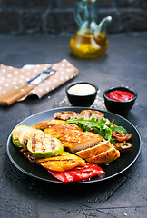 Image showing chicken meat with grilled vegetables