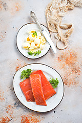 Image showing salmon fish and butter 