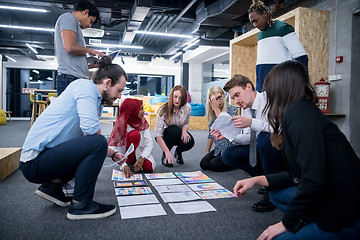 Image showing black muslim woman having meeting with Multiethnic  startup busi