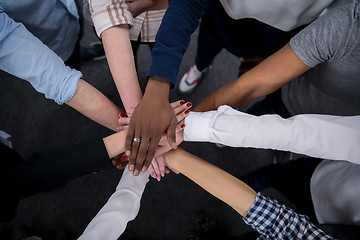 Image showing multiethnic Group of young business people celebrating success